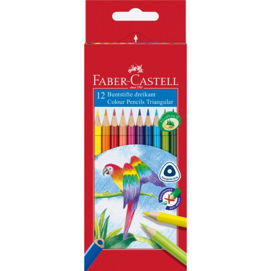 Trīsstūrveida krāsainie zīmuļi  Faber-Castell, 12 krāsas