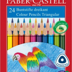 Trīsstūrveida krāsainie zīmuļi Faber-Castell 24 krāsas
