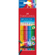 Trīsstūrveida krāsainie zīmuļi Faber-Castell Grip 2001, ar dzēšgumiju, 10 krāsas