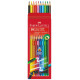 Trīsstūrveida krāsainie zīmuļi Faber-Castell Grip 2001, ar dzēšgumiju, 10 krāsas