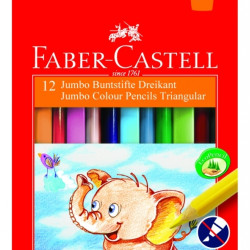 Trīsstūrveida krāsainie zīmuļi Faber-Castell Jumbo, 12 krāsas