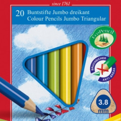 Trīsstūrveida krāsainie zīmuļi Faber-Castell Junior 20 krāsas ar asināmo