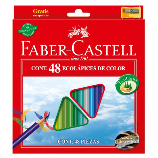 Цветные карандаши Faber-Castell Eco 48 Triangular, Multicolor, Смываемые