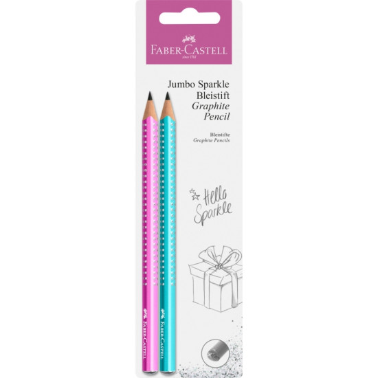 Карандаши графитовые Faber-Castell Sparkle Jumbo, с ударопрочным грифелем, Pearl Pink/Turquoise