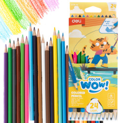 Trīsstūrveida krāsainie zīmuļi Deli C138-24 ColorWow, 3mm, 24 krāsas