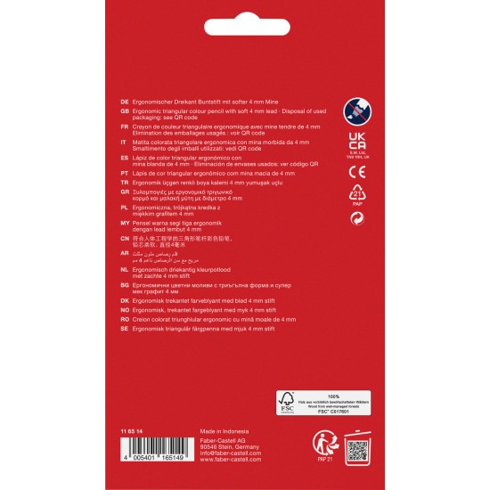 Krāsainie zīmuļi Faber-Castell Ergonomics, 18 krāsas