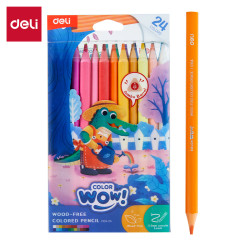 Trīsstūrveida krāsainie zīmuļi Deli Wood-free, 24 krāsas