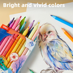Trīsstūrveida krāsainie zīmuļi Deli Wood-free, 24 krāsas