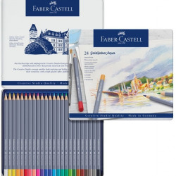 Akvareļu zīmuļi Faber Castell Goldfaber Aqua Creative Studio, metāla kārbā, 24 krāsas