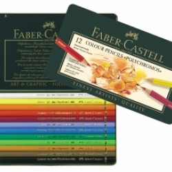Krāsaino zīmuļu komplekts Faber-Castell Polychromos Art&Graphic, metāla kārbā, 12 krāsas