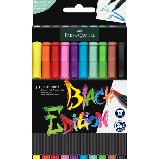 Otas tipa flomāsteri Faber-Castell Black Edition 10krāsas