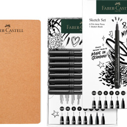 Flomāstertipa pildspalvu komplekts Faber-Castell Pitt Artist Pen + Skiču albums
