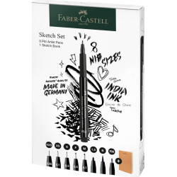 Flomāstertipa pildspalvu komplekts Faber-Castell Pitt Artist Pen + Skiču albums