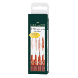 *Flomāsteri Faber-Castell Pitt Artist Pen, 4gab. (S,F,M,B),sanguine / brūns
