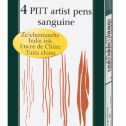 *Flomāsteri Faber-Castell Pitt Artist Pen, 4gab. (S,F,M,B),sanguine / brūns