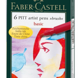 *Otas tipa flomāsteri Faber-Castell Pitt Artist Pen 6 krāsas, Basic Colors