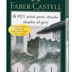 *Otas tipa flomāsteri Faber-Castell Pitt Artist Pen 6 krāsas, Shades of Grey