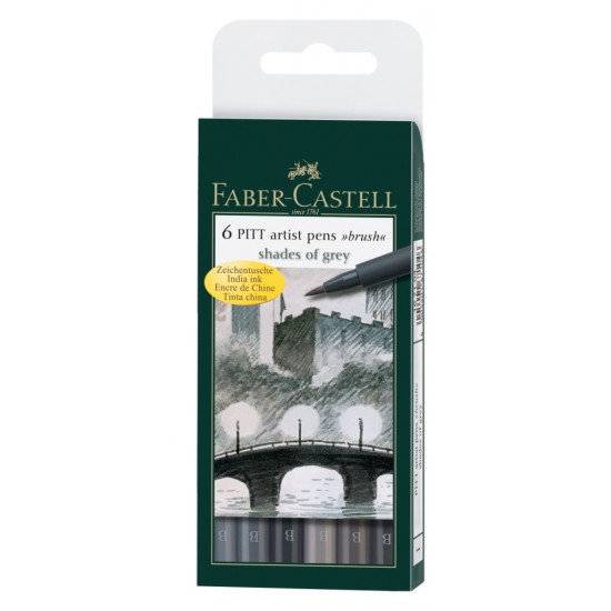 Ручка-кисть Faber-Castell Pitt Artist Pen, Shades of Grey, Высокая светостойкость