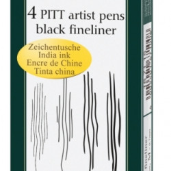 Flomāstertipa pildspalvas Faber-Castell Pitt Artist Pen 4gab/iep (XS,S,F,M) melnas