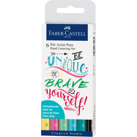 Flomāsteri Faber-Castell Pitt Artist Pen vēstulēm 6 gab., pasteļkrāsas