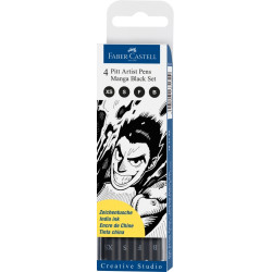 Flomāsteri Faber-Castell Pitt Artist Pen Manga, 4gab/iep, melni