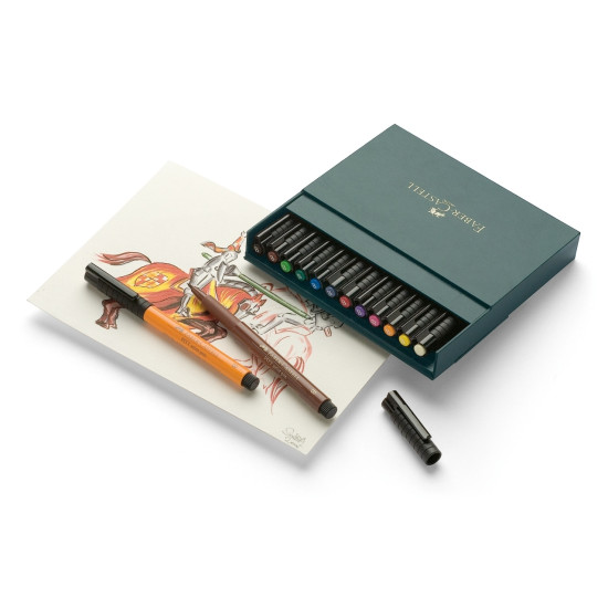 *Otas tipa flomāsteri Faber-Castell Pitt Artist Pen 12 krāsas, India ink