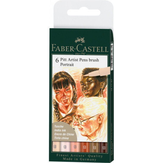 Ручки-кисти Faber-Castell Pitt Artist Pen Brush, Portrait, Сохраняющий форму наконечник