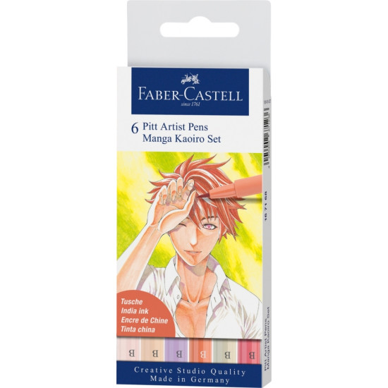 Otas tipa flomāsteri Faber-Castell Pitt Artist Pen 6 krāsas, Manga Kaoiro