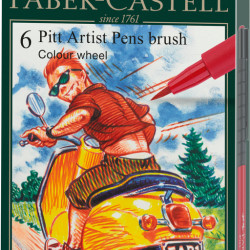 Otas tipa flomāsteri Faber-Castell Pitt Artist Pen 6 krāsas, Color wheel