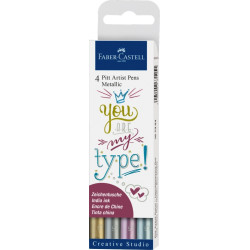 Набор ручек Faber-Castell Pitt Artist Pen Metallic, Multicolor, Без Подкачки