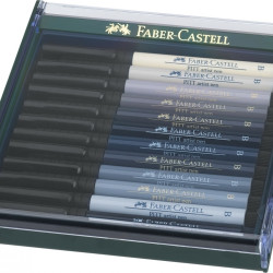 Otas tipa flomāsteri Faber-Castell Pitt Artist Pen 12 kāsas, Grey tones
