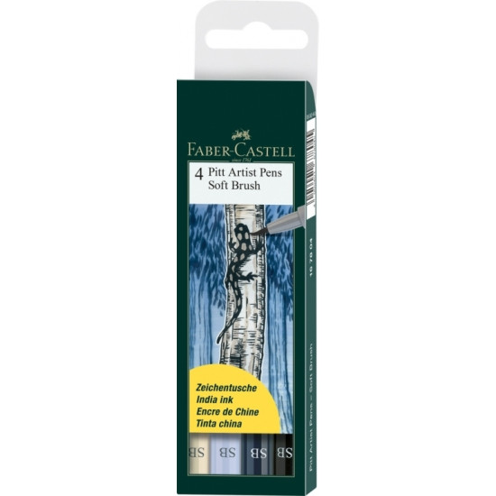 *Otas tipa flomāsteri Faber-Castell Pitt Artist Pen SB 4 krāsas, Shades of gray