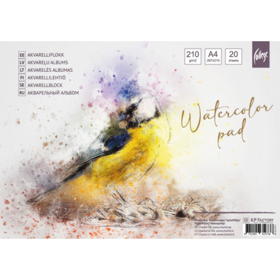 Akvareļu albums ar spirāli College A4, 210g/m², 20 loksnes