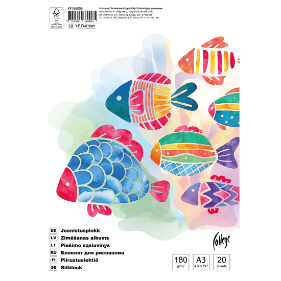 Zīmēšanas albums College A3, 180g/m², 20 loksnes