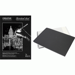 *Skiču albums ar spirāli Creative A4, 80g/m², 40 loksnes, ar melnām lapām