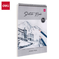 Skiču albums ar spirāli Deli A4, 110g/m², 40 loksnes