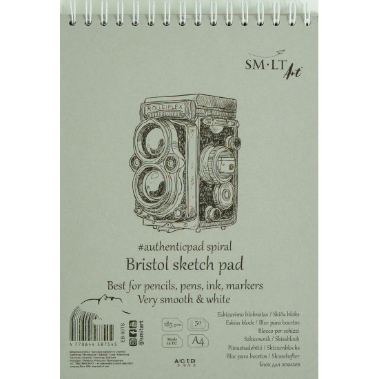Skiču albums SM-LT WHITE A4, 185g/m², 50 loksnes