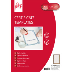 Diplomi College A4, 170g/m², 25 loksnes, Brūns rāmis