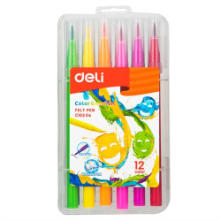 Otas tipa flomāsteri Deli EC10304, 12 krāsas