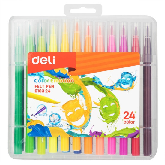 Otas tipa flomāsteri Deli EC10324, 24 krāsas