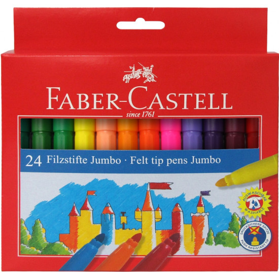 *Flomāsteri Faber-Castell Jumbo 24 krāsas