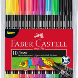 Divpusēji flomāsteri Faber Castell, 10 neona krāsas