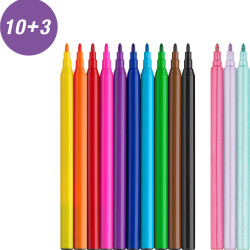 Flomāsteri Faber-Castell Unicorn 10+3 krāsas + uzlīmes