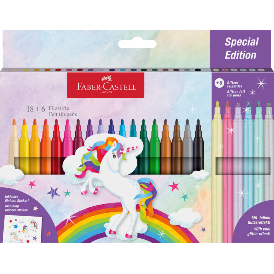 Фломастеры Faber-Castell Unicorn, Multicolor, С блестками