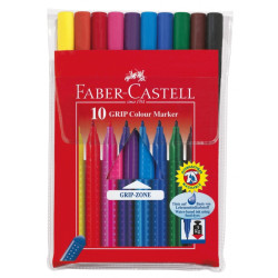 Trīsstūrveida flomāsteri Faber Castell, 10 pamata krāsas