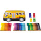 *Flomāsteri Faber-Castell Skolas autobuss, saspraužamie, metāla kastītē, 33 krāsas