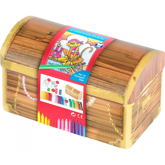 Flomāsteri Faber-Castell Dārgumu lāde, saspraužamie, metāla kastītē, 33 krāsas