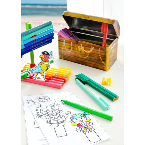 Flomāsteri Faber-Castell Dārgumu lāde, saspraužamie, metāla kastītē, 33 krāsas