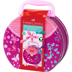 Flomāsteri Faber-Castell Rokassoma, saspraužamie, metāla kastītē, 33krāsas