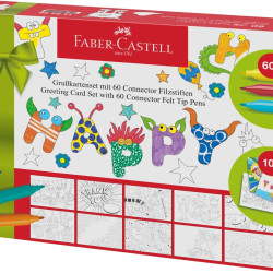 *Komplekts Faber-Castell 10 pastkartes un saspraužamie Flomāsteri, 60 krāsas